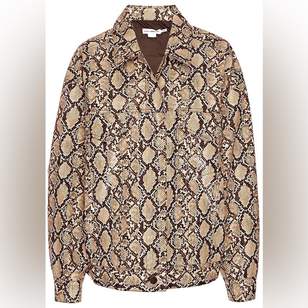 GOOD AMERICAN Oversized Faux Python Trucker Jacket - Picture 2 of 8